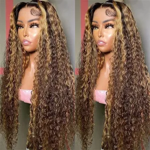 250% Highlight Ombre Human Hair Wig Glueless Preplucked Full Lace Wigs 13x6 Curly Colored Lace Frontal Deep Wave Wig