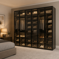 Armoire en bois massif à panneaux plats, résistante à l'usure, sur mesure, pour chambre d'hôtel, dressing, approvisionnement en gros