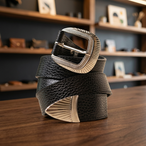 Ceinture pour homme en cuir de vachette BS International, la plus vendue, avec boucle ardillon, robuste, écologique, très confortable et durable - Product Image 1