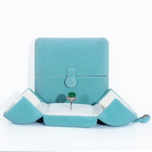 Caja de Joyería de Terciopelo Multicolor Lista para Enviar, Caja de Regalo de Doble Apertura con Botón, Caja de Joyería Personalizable - Product Image 3