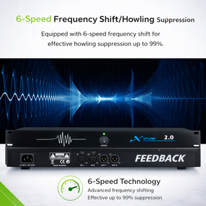 Soppressore di Feedback Digitale Professionale a 6 Canali, Processore Anti-Feedback per Microfoni, Eliminatore di Feedback Audio per Conferenze e Palcoscenici - Product Image 5