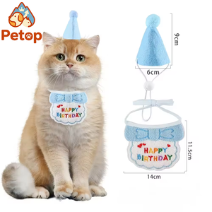 Chapeau et bavoir brodés pour fête d'anniversaire d'animaux <span class=keywords><strong>de</strong></span> compagnie Petop, décoration d'anniversaire pour animaux <span class=keywords><strong>de</strong></span> compagnie - Product Image 1