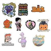 Broches en métal émaillé en gros, minimalistes, style anime, personnages de dessins animés simples, en nickel noir pour vêtements