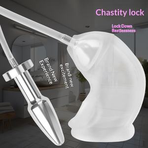 男性用快楽玩具、浣腸洗浄とペニス拘束セット、SMフェチ向け大人のおもちゃ - Product Image 4