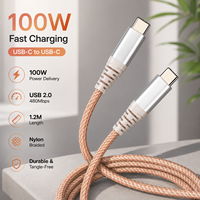 Câble USB C vers USB C 100W 1,2M 5A PD Charge Rapide Embout Métallique USB 2.0 Câble de Données Type C Tressé en Nylon OEM ODM Logo Personnalisé