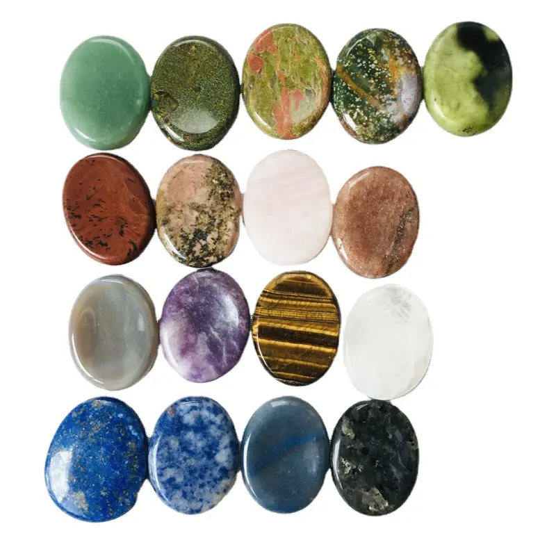 Wholesale polished lapis lazuli worry stone palm natural crystal Decompression stone