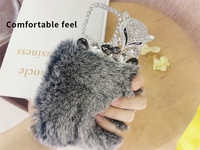Étui de téléphone en fourrure de lapin et de castor luxueux et chaud pour iPhone 14 Mini 14 Pro Max, étui en fourrure diamantée