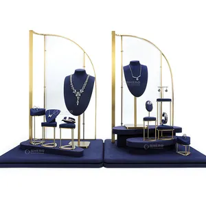Shero Luxury Jewelry Necklace Display Busts Stand Velvet Jewelry Display Set For Jewellery Exhibition Holder