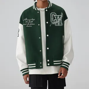 Customizable Wool And Leather Varsity Jacket Color Combinations With Patches