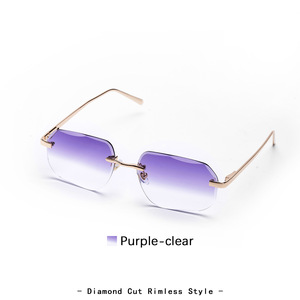 แว่นกันแดดทรงเหลี่ยมไร้กรอบ ดีไซน์คลาสสิคสีทอง รุ่นปี 2026 คุณภาพสูง วัสดุโลหะ สำหรับทุกเพศ เลนส์ไล่เฉดสีม่วง UV400 ตัดขอบแบบเพชร - Product Image 5