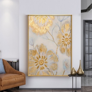Astratta fioritura lamina d'oro <span class=keywords><strong>fiore</strong></span> pittura a olio su tela grande paesaggio floreale pittura acrilica moderna <span class=keywords><strong>arte</strong></span> della parete - Product Image 4