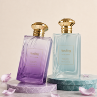 Flacon de parfum vide en verre de 100 ml, rectangulaire, avec bouchon doré, personnalisable, de qualité supérieure, en gros, avec logo OEM, de la marque Anding Stock