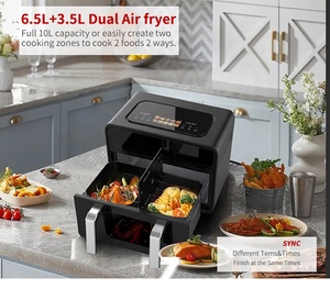 高品质大容量 10L 双篮式 Friggitrice Ad Aria 独立篮双区空气炸锅 - Product Image 4