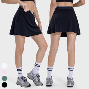 Bayan nefes hızlı kuru etek yan cep <span class=keywords><strong>2</strong></span> in 1 Mini etekler çapraz V kemer kısa açık spor elbise Golf tenis etek - Product Image 3