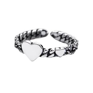 Anello a forma di cuore in acciaio inossidabile per regalo unisex, gioielli di moda T0185 - Product Image 5
