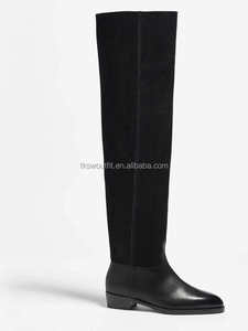 <span class=keywords><strong>Bottes</strong></span> en cuir véritable pour femme, montantes au-dessus du genou, de luxe, neuves avec étiquettes, en velours et cuir de veau - Product Image 6