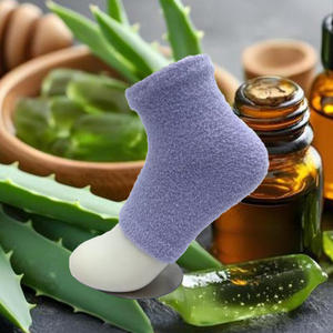 Chaussettes hydratantes à l'huile essentielle Vera, chaussettes de spa en nylon doux à demi-doigts pour les pieds secs et gercés, soin de la peau pendant la nuit - Product Image 1