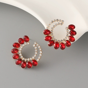 2026 Vintage Schwarz-Grüne Emaille Vergoldete Zinklegierung Schlangenform Ohrstecker Trendiger Strass-Schmuck - Product Image 4