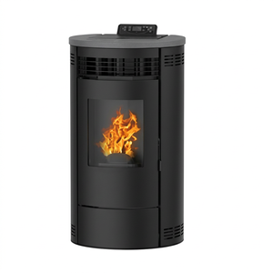 Poêle à granulés de bois moderne autoportant 8KW en acier avec télécommande pour chauffage intérieur de salon - Product Image 1