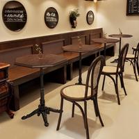 Ensemble table bistro octogonale en bois et chaises en rotin, style vintage du milieu du siècle, mobilier commercial pour salle à manger, café, salon, chambre