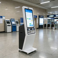Kiosque de commande automatique OEM ODM avec écran tactile PCAP, lecteur de code QR, imprimante de reçus RFID pour aéroports, gares ferroviaires, métros et hubs de transport