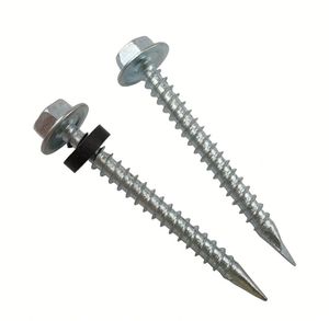 Vis autoperceuses M5 M6 M8 M10 avec rondelle d'étanchéité EPDM, bimétalliques SUS304+SCM435, galvanisées, en tôle d'acier simple et fine - Product Image 1