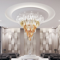 Lustre moderne en verre triangulaire massif, or luxueux, pour escalier, hôtel, plafond, ornement triangulaire inversé, luminaire suspendu