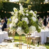 C-507 Hochwertige 40cm Grün-Weiße Hortensien-Rosen Seidenblumen-Hängekugel für Hochzeitstisch-Dekoration Lieferant