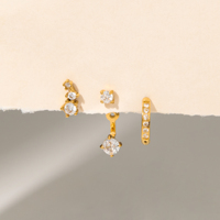 PENJUALAN PANAS Anting-anting tusuk zircon es dengan tutup ulir, set anting minimalis lucu Dazan, lapis emas 18k PVD, perhiasan baja tahan karat antialergi