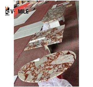 Luxe Poli Calacatta Rouge Marbre Plateau De Service Rectangle Naturel Étanche Marbre Décoratif Alimentaire Fruits Bijoux Plateau Villa - Product Image 3