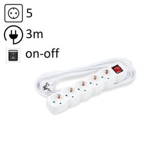 Multipresa con 5 prese, 3,0m, 16A con interruttore, ideale per collegare più dispositivi elettrici. - Product Image 1