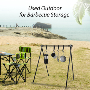 Camping Hanging Rack Aluminum Foldable <b>Tripod</b> Storage Rack Outdoor Equipment Organizer Large Size - Product Image 2