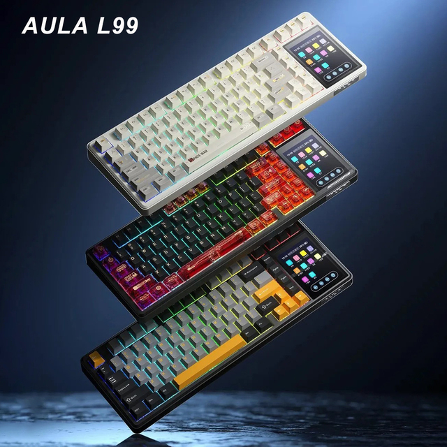 Aula L99 75% Wireless 3 Mode 2.4G BT Wired 8000mAh Battery RGB Mechanical Keyboard with Screen