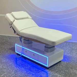 Camilla de Masaje Eléctrica Curva de Cuero Blanco Personalizada para Salón de Belleza, Cama de Tratamiento Facial y de Pestañas con 4 Motores - Product Image 6