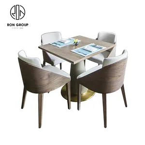 Fabricación de muebles de restaurante de buffet personalizado nórdico, diseño de restaurante 3D, mesas y sillas de restaurante de comedor de madera maciza