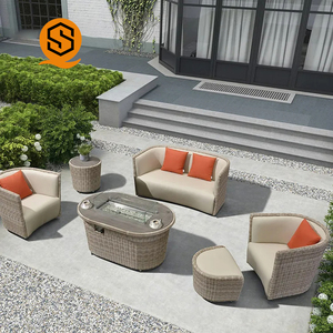 Shinestone-Sofás de jardín, fábrica de muebles de mimbre para exteriores, venta de sofás a prueba de agua, 3 juegos <span class=keywords><strong>con</strong></span> fogata - Product Image 3