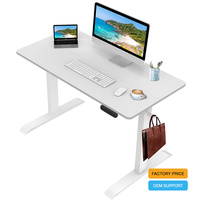 Bureau debout électrique à deux étages, réglable en hauteur, à moteur unique, en métal robuste Nandi, surface en MDF, blanc