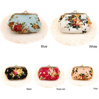 Dompet grosir pengait cantik lucu dompet kecil kanvas Vintage dompet koin antik gesper bunga