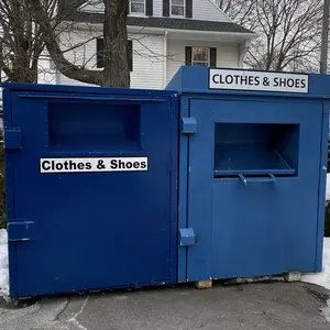 Caja de donación de metal para exteriores para ropa de calle y zapatos Papelera de reciclaje de ropa de calle para exteriores Maquinaria de tratamiento de residuos