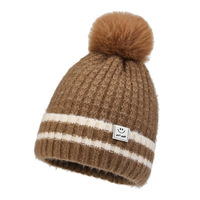 Gorro de Punto de Algodón Unisex para Invierno, Cálido, Transpirable e Impermeable, con Pompón de Peluche y Forro Polar, para Exteriores, Playa y Negocios