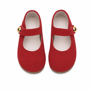 Scarpe Mary Jane <span class=keywords><strong>per</strong></span> Bambine in Finta Pelle Scamosciata Rosa con Bottone Dorato, <span class=keywords><strong>Ballerine</strong></span> Comode Imbottite <span class=keywords><strong>per</strong></span> Bambini - Product Image 3