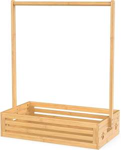 Cintre en <span class=keywords><strong>bambou</strong></span> naturel pour animaux de compagnie Cintre pour douche de bébé Cintre de grande capacité avec boîte de rangement et <span class=keywords><strong>tige</strong></span> de suspension réglable - Product Image 1