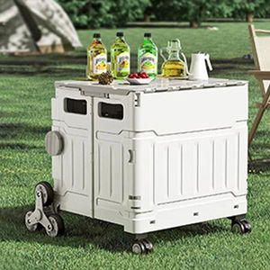 Chariot de courses pliable, organisateur de rangement, chariots de courses et chariots avec roues pour supermarché - Product Image 4