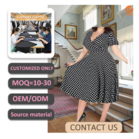 Robe de demoiselle d'honneur décontractée extensible à col en V grande taille 7571Nemidor (24 pois noirs) lavable en machine Sharon Said Dresses