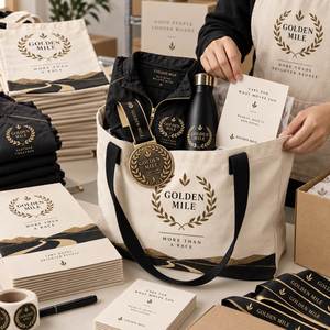 Kit VIP Golden Mile con Logotipo Personalizado, Chaqueta con Medalla Premium, Botella de Acero Inoxidable, Pin Metálico y Bolsa de Lona - Product Image 2