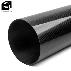 Oem Large Diameter Carbon Tube 100mm 140mm 150mm 180mm 200mm OD Custom Carbon Fiber Big Round Tube 3K Wrapped High Strength