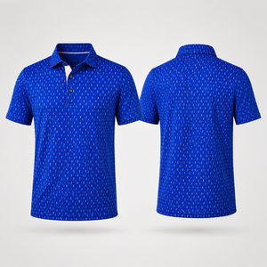 Polo de Golf Azul Premium Personalizado para Hombre, Microimpresión, Rendimiento, Absorción de Humedad, Marca Privada, Ropa Corporativa OEM - Product Image 4