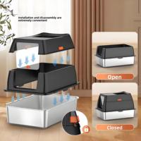Bac à litière pour chat entièrement fermé OEM, grand modèle en métal, 20L, plateau pliable, couvercle en acier inoxydable, tiroir amovible, contrôle automatique des odeurs