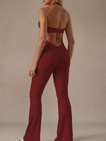 Nouvel arrivage Vêtements de sport dos nu à séchage rapide pour femmes Combinaison de sport sexy à col en v et garniture en dentelle Combinaison sport une pièce