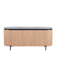 Meuble buffet moderne blanc écologique en gros avec plateau en pierre frittée pour projets hôteliers et de chambres à coucher, support OEM personnalisé